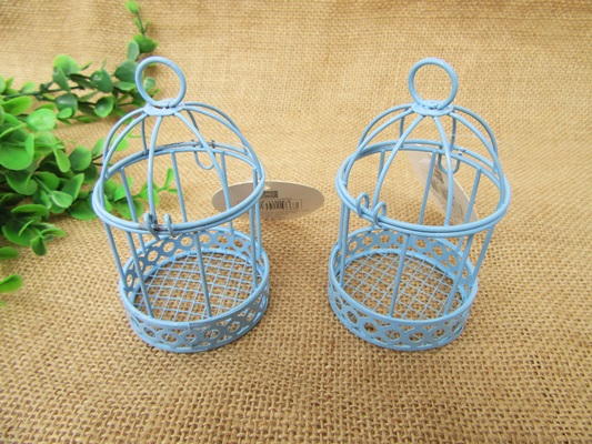 6Pcs Blue Mini Birdcages Baby Shower Favor Wall Hanging Cage - Click Image to Close