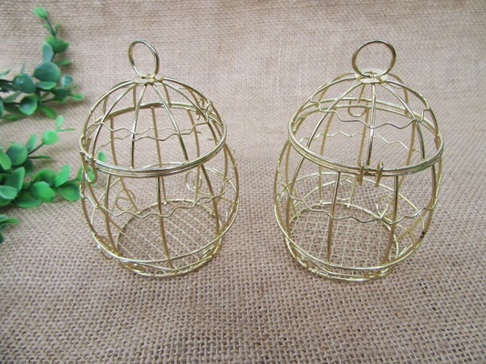 4Pcs Golden Mini Birdcages Baby Shower Favor Wall Hanging Cage - Click Image to Close