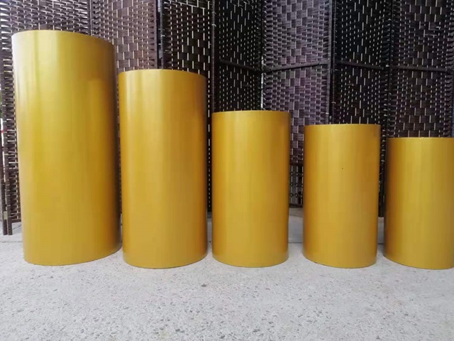 1Set x 5Pcs Golden Round Plinth Cylinder Pedestal Wedding Displa - Click Image to Close