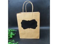 6Pcs Medium Kraft Paper Brown Retro Paper Craft Gift Bag w/Black