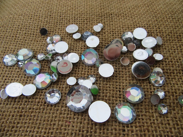 3Sheets x 50Gram AB Color Flatback Acrylic Gemstones Rhinestones - Click Image to Close