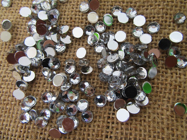 3Sheets x 60Gram White Flatback Acrylic Gemstones Rhinestones 6m - Click Image to Close