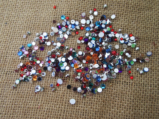 250Gram Colorful Flatback Acrylic Gemstones Rhinestones Assorted - Click Image to Close