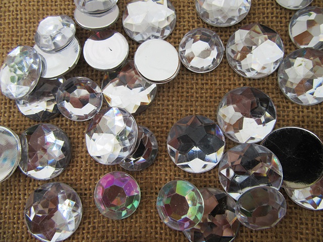 450Gram White Flatback Acrylic Gemstones Rhinestones Assorted - Click Image to Close