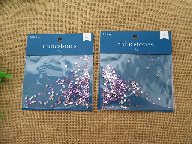 3Sheets x 3.9Gram Purple Flatback Acrylic Gemstones Rhinestones - Click Image to Close