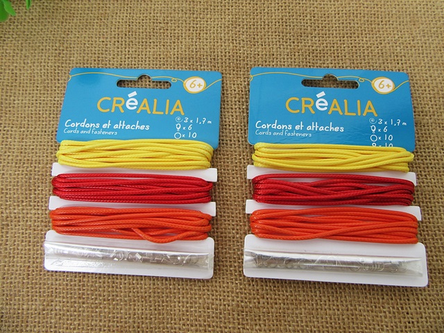 9Sheet Cords and Fasteners Set Mixed Color 9Sheet Cords and Fasteners Set Mixed Color