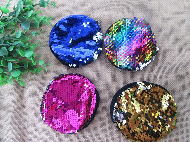 12Pcs Sequin Kids Coin Bag Purse Pouch Wallet Mixed - Click Image to Close