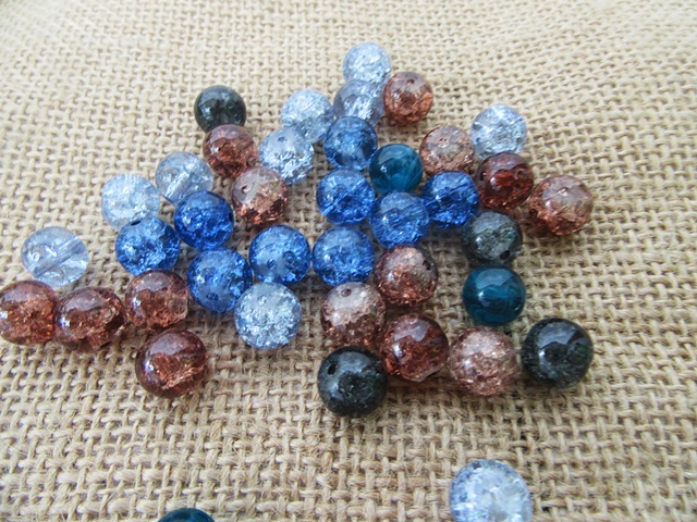 450Gram (Approx 360Pcs) New Crackle Glass Beads 10mm Loose Beads - Click Image to Close