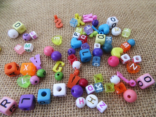450Gram Alphabet Letter Beads Round Loose Beads Assorted - Click Image to Close
