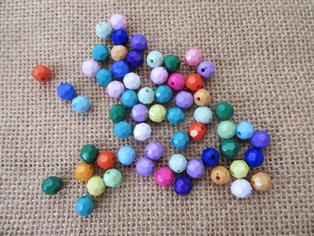 250Gram (Approx 950Pcs) New Colorful Faceted Round Loose Beads 8 - Click Image to Close