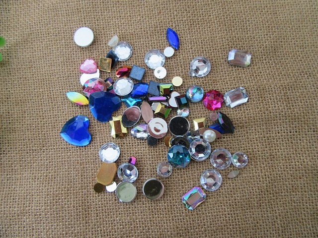 250Gram Round Heart Etc Flatback Acrylic Gemstones Rhinestones A - Click Image to Close