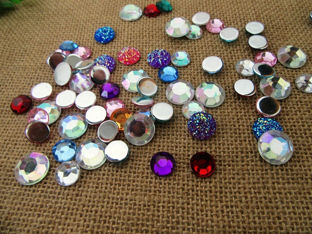 250Gram Round Flatback Acrylic Gemstones Rhinestones Assorted - Click Image to Close