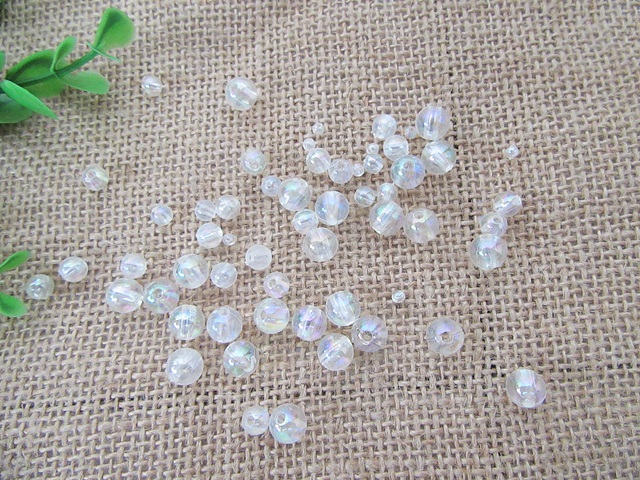 250Gram AB Clear Round Loose Beads 5-8mm dia - Click Image to Close