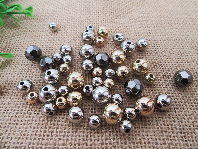 450Gram New Silver Golden Loose Round Beads Black Faceted Beads - Click Image to Close