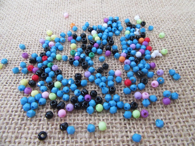 250Gram Bicone Beads Round Loose Beads Assorted - Click Image to Close