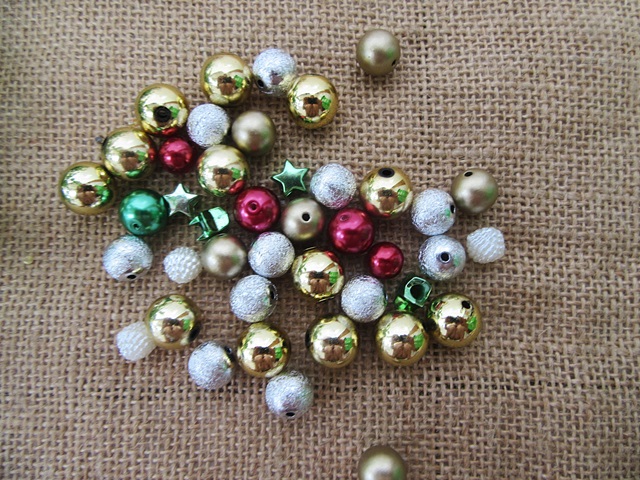 450Gram Star Round Loose Beads Xmas Theme - Click Image to Close
