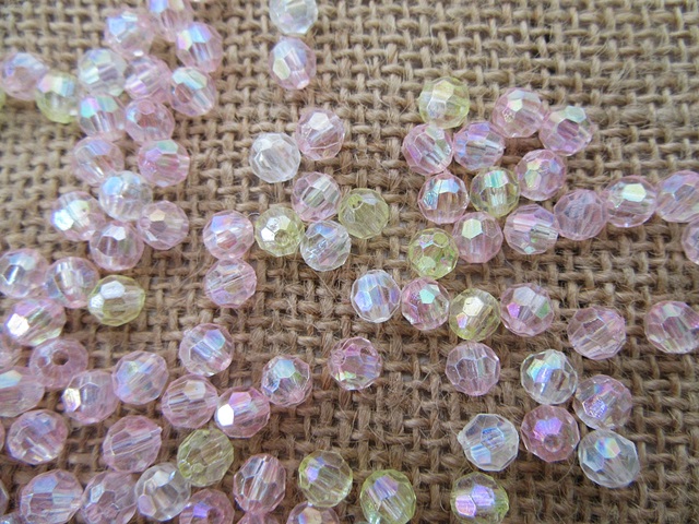 250Gram (Approx 2400Pcs) AB Pink Color Round Faceted Loose Beads 250Gram (Approx 2400Pcs) AB Pink Color Round Faceted Loose Beads