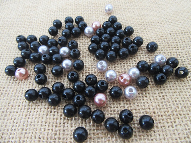 250Gram (Approx 950Pcs) Round Loose Beads 8mm Mixed Color - Click Image to Close