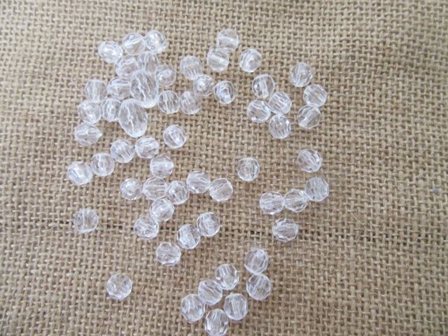 250Gram Clear Round Faceted Loose Beads 8-9mm dia - Click Image to Close