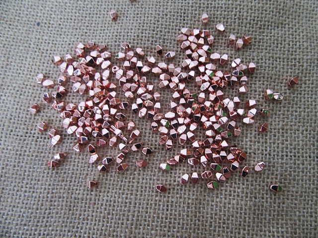 3300Pcs Rose Gloden Decahedron Shape Loose Beads - Click Image to Close