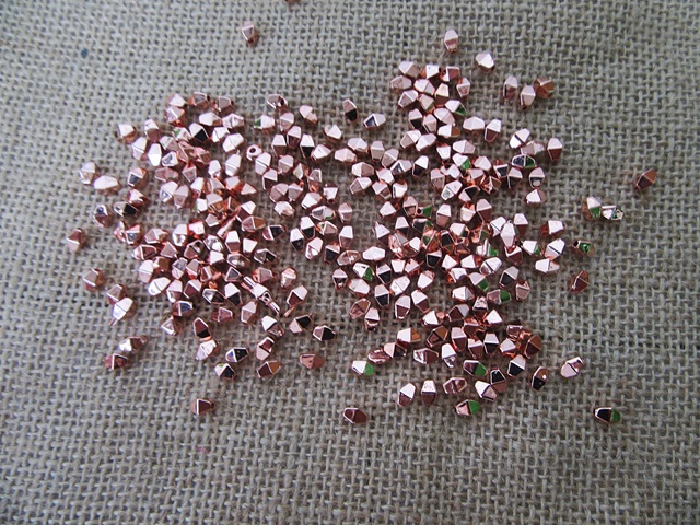 3300Pcs Rose Gloden Decahedron Shape Loose Beads