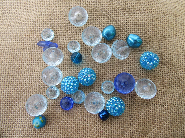 450Gram Blue Theme Round Faceted Rhinestone Loose Beads Various - Click Image to Close