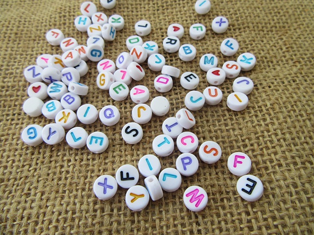 4Packs x 270Pcs Colorful Words on White Flat Round Alphabet Lett - Click Image to Close