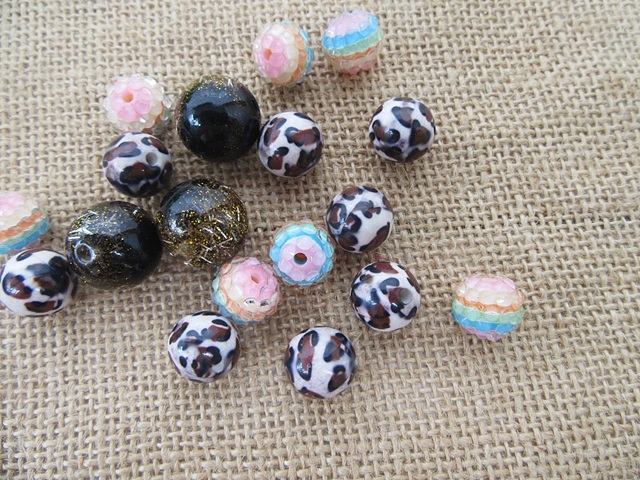 250Gram Colorful Rainbow Animal Fur Etc Round Loose Beads Assort 250Gram Colorful Rainbow Animal Fur Etc Round Loose Beads Assort