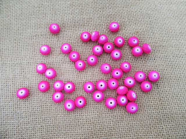 300Pcs Hot Pink Faceted Flat Round Loose Beads 12mm Dia - Click Image to Close