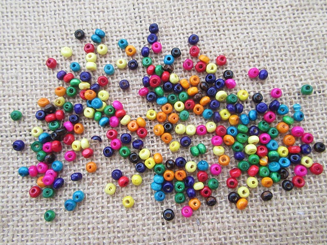 250G Round Wooden Spacer Beads DIY Jewellery Crafts 4mm Mixed Co - Click Image to Close