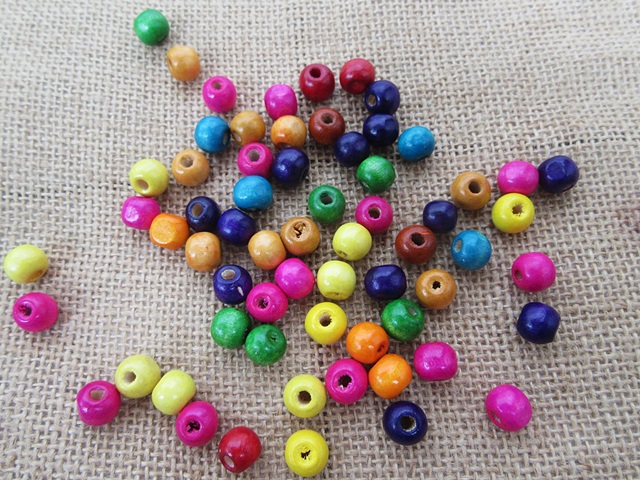 250G (Approx 800Pcs) Round Wooden Spacer Beads DIY Jewellery Cra - Click Image to Close