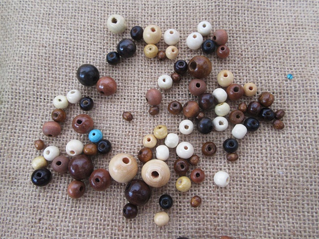 250G Round Wooden Beads DIY Jewellery Making Assorted Size - Click Image to Close