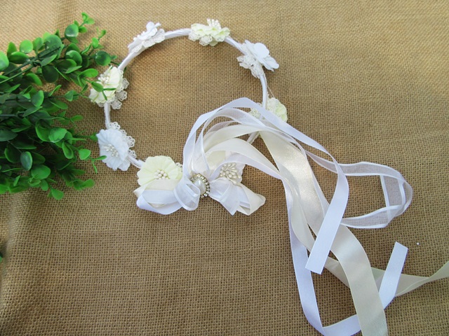 10Pcs Girls Floral Flower HeadBand Garland Party Wedding Favor - Click Image to Close