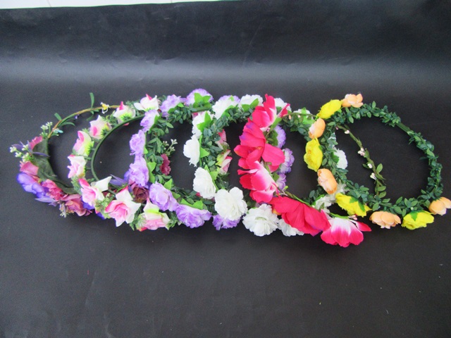 12Pcs Women Girls Cloth Floral Flower HeadBand Garland Party Wed - Click Image to Close