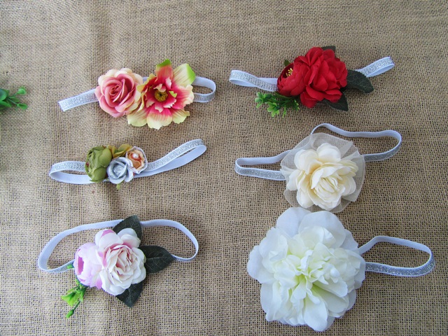 1Pc Girls Elastic Floral Flower HeadBand Garland Party Favor - Click Image to Close