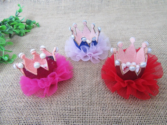 12Pcs Hand Craft Organza Tiara Embellishments Mixed