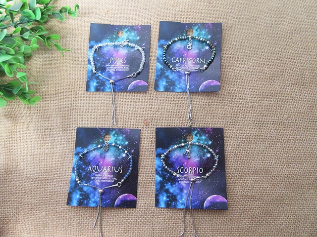 12Pcs Good Luck Constellations Crystal Glass Bracelet Mixed 12Pcs Good Luck Constellations Crystal Glass Bracelet Mixed