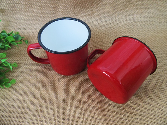 6Pcs New Red Enamel Mug Camping Cups 8cm dia - Click Image to Close