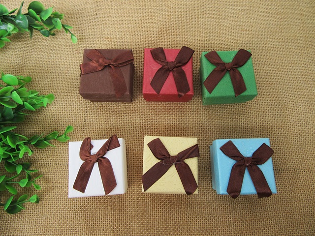 24Pcs Bow Knot Design Ring Display Gift Box 5x5cm - Click Image to Close