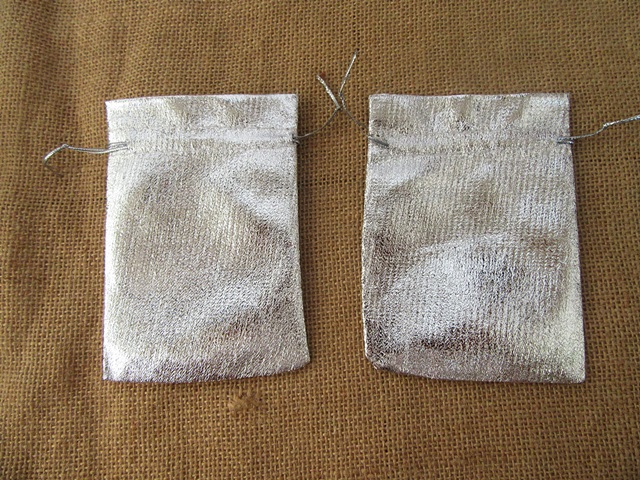 6Packs x 10pcs Silver Drawstring Gift Jewellery Pouches - Click Image to Close