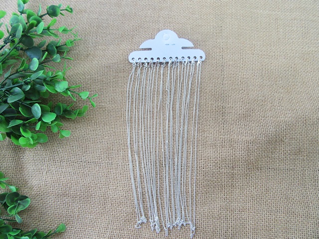 5Sheets X 12 Silver Color Finished Cable Chain Necklace 44cm lon - Click Image to Close