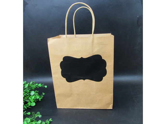 6Pcs Medium Kraft Paper Brown Retro Paper Craft Gift Bag w/Black