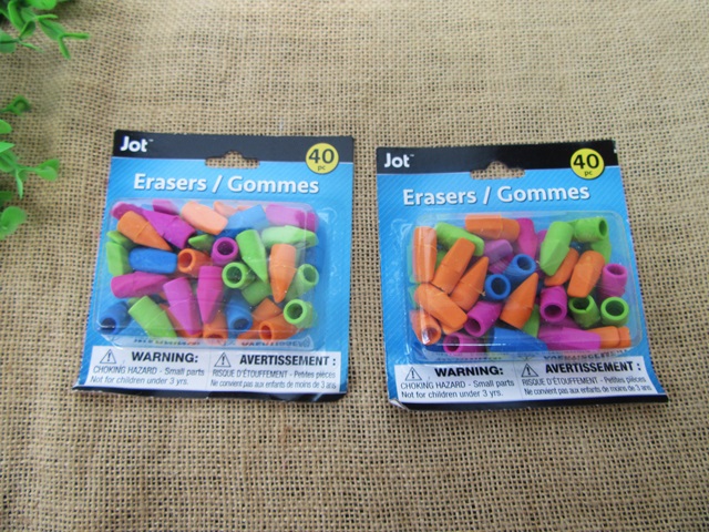 4Packes X 40Pcs Novelty Shaped Pencil Topper Erasers Mixed Color - Click Image to Close