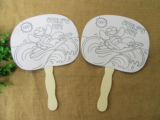 12Pcs Funny Draw it Yourself DIY White Surf's UP Fan - Click Image to Close