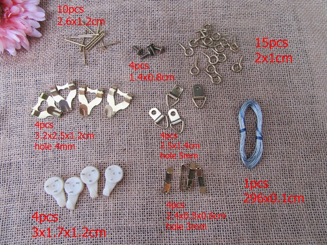 1Set of 46Pcs Picture Hanging Kits (D-Rings, Screws, Wire & Doub 1Set of 46Pcs Picture Hanging Kits (D-Rings, Screws, Wire & Doub