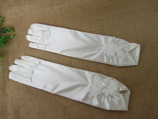 10Pairs Ivory Satin Gloves Bridal Glove Wedding Party Favor 32.5 - Click Image to Close