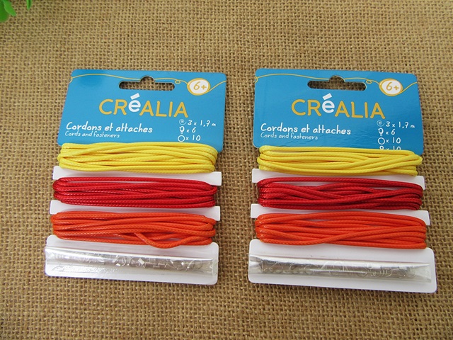 9Sheet Cords and Fasteners Set Mixed Color - Click Image to Close