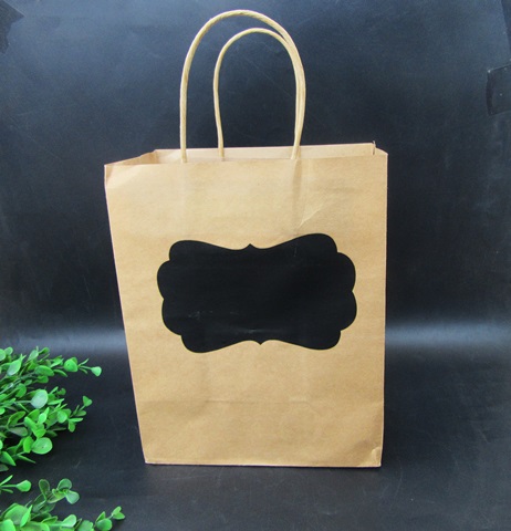 6Pcs Medium Kraft Paper Brown Retro Paper Craft Gift Bag w/Black - Click Image to Close