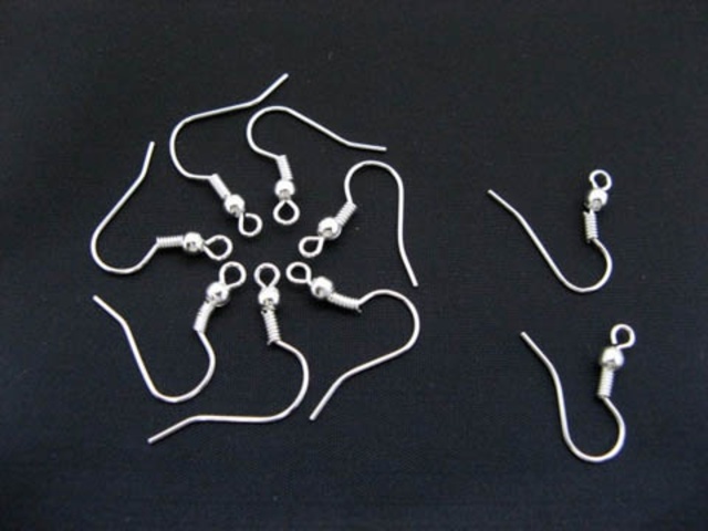 1000Pcs Silver Plated Ear Wire Hooks W/Bead Coil 1000Pcs Silver Plated Ear Wire Hooks W/Bead Coil