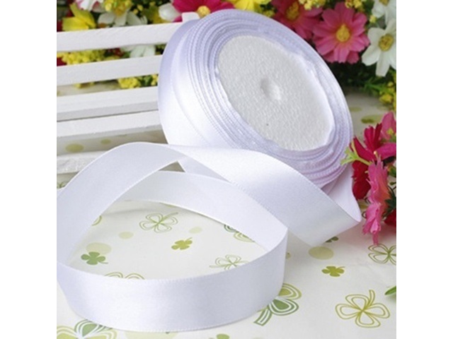 5Rolls X 25Yards White Satin Ribbon 25mm
